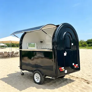 Chariot de rue standard UE, mini chariot noir pour hot-dogs, chariot mobile pour glaces et desserts, remorque de camping, camion de restauration mobile - Product Image 1