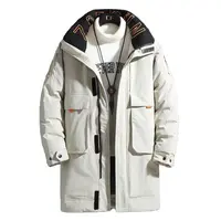 เสื้อแจ็คเก็ตขนเป็ดผู้ชาย,เสื้อแจ็คเก็ตทำงานกลางแจ้งให้ความอบอุ่นหนาขนาดกลางและยาวใหม่สำหรับฤดูหนาว