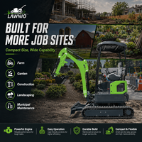 Mini-excavatrice LAWNIO 20X facile à utiliser avec cabine, commande par commande manuelle, chenilles en caoutchouc, pour travaux agricoles, de jardinage et de construction