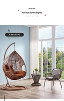 Ensemble trois pièces minimaliste personnalisable en acier inoxydable pour extérieur : table, chaise et balançoire suspendue de type nid d'oiseau pour jardin et cour