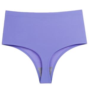 Taglie forti in Nylon organico senza cuciture da donna a vita alta e attillato perizoma intimo colorato a vita alta - Product Image 1