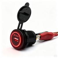 Cargador de Coche 12V 24V con Puerto USB-A 2.1A Individual e Indicador Luminoso Integrado, Adaptador de Carga para Coche, Barco, RV, Camión