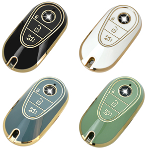 GZ DOMI Accessoires <span class=keywords><strong>Mercedes</strong></span> Étui de protection pour <span class=keywords><strong>clé</strong></span> de voiture en TPU avec bord doré pour <span class=keywords><strong>Mercedes</strong></span> Benz S400L/450L avec <span class=keywords><strong>porte</strong></span>-clés - Product Image 6