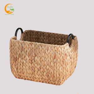 Porte-couverts en jacinthe d'eau avec poignées Boîtes de rangement rectangulaires tissées à la main pour comptoirs de cuisine et pique-niques - Product Image 2