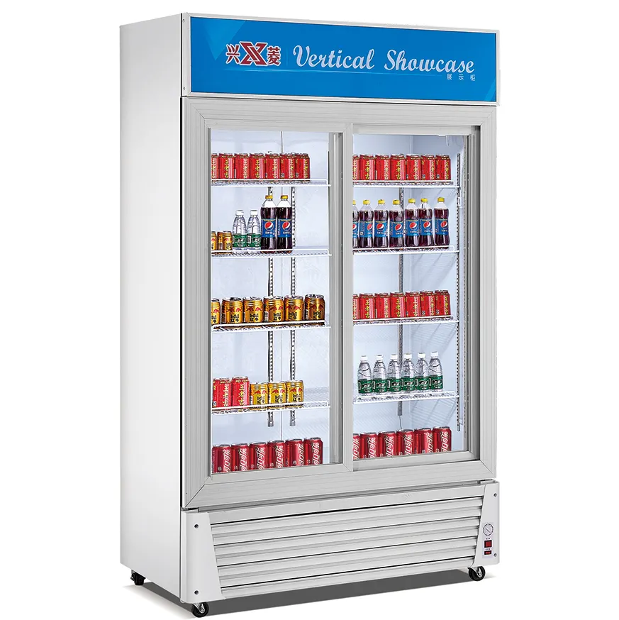 Cửa toàn cầu giao hàng 3-năm bảo hành hiển thị tủ lạnh tủ lạnh Tủ đông thẳng đứng hiển thị thương mại đồ uống mát tủ lạnh