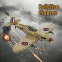 Modèle de construction d'avion Supermarine Spitfire pour garçons de 5 à 7 ans - Jouet éducatif - Ensemble de construction en plastique avec vidéo 1080p FHD