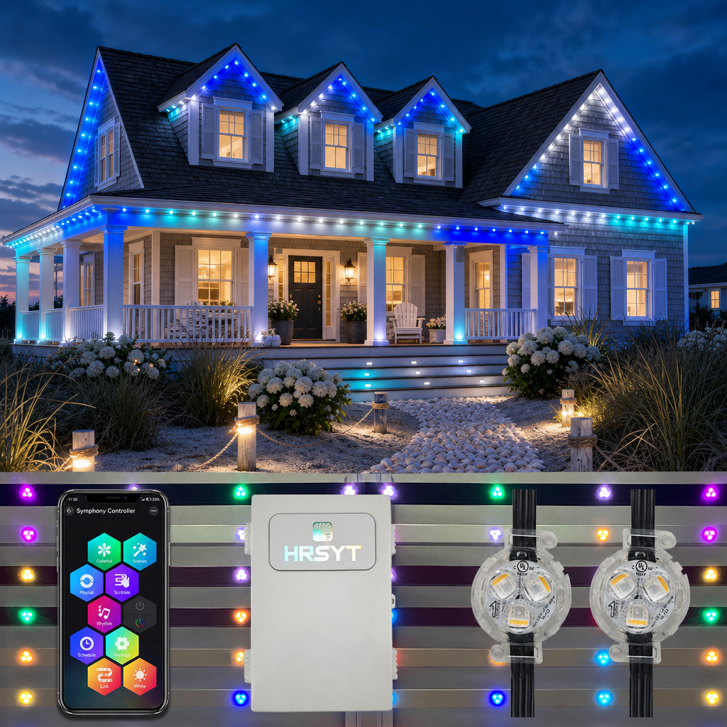 HRSYT Christmas Party Decor Waterproof IP68 Smart Permanent Outdoor LED Point PixelLight Round RGB Eaves String Light · image 1