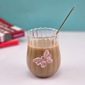 Festival Presente 325ml Borboleta Vertical Stripes Copo De Café De Vidro - Product Image 3