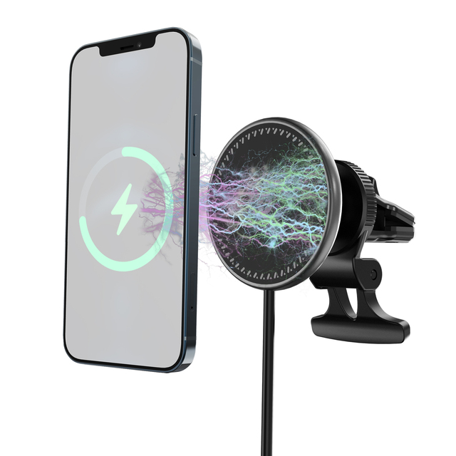 15W Aluminium Alloy Magnetic Car Mount Wireless Car Charger  for IPhone16/15