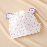 Gorro de Bebé de 0 a 6 Meses, Gorro de Verano de Doble Capa con Diseño de Dibujos Animados para Recién Nacidos, Unisex, de Spandex/Algodón, Suave y Antibacteriano