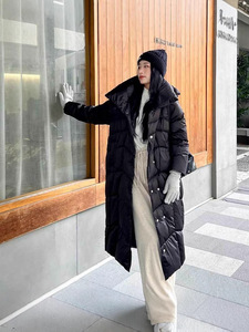 Veste matelassée chauffante pour <span class=keywords><strong>femme</strong></span>, <span class=keywords><strong>longue</strong></span>, imperméable, à capuche, hiver 2025, noire, polyester/coton - Product Image 2