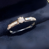 Bague en argent S925 avec moissanite, pierre centrale pavée, ajustable, ouverte, pour hommes et femmes, ensembles de bagues personnalisées en moissanite