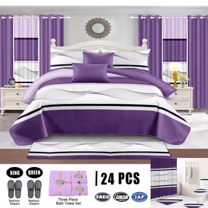 Ensemble de couvre-lit matelassé en polyester rose imprimé de haute qualité, 24 pièces, fournisseur de textiles de maison - Product Image 5