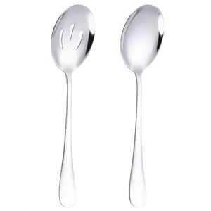 Cuchara de sopa y tenedor de metal de acero inoxidable 410 al por mayor para restaurantes, cocinas occidentales y hoteles, para compartir verduras. - Product Image 4