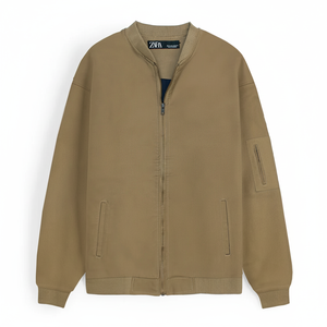 ZA Premium coton sergé veste kaki pour hommes tendance élégant veste de marque pour l'hiver et l'automne fermeture éclair Style coton sergé - Product Image 1