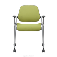 Grands BIFMA Chaise de bureau ergonomique pliable avec tablette d'écriture, en mousse moulée haute densité et maille, pour formation, conférence et bureau d'étude