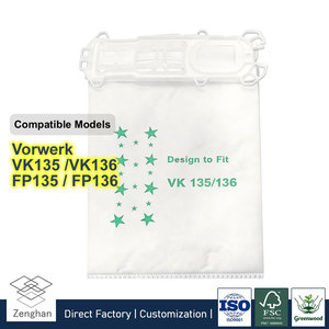 Bolsa para Polvo para <span class=keywords><strong>Aspiradora</strong></span> <span class=keywords><strong>Vorwerk</strong></span> VK7 VK135 <span class=keywords><strong>VK140</strong></span> VK200 VB100 - Accesorio de Repuesto No Tejido - Product Image 1