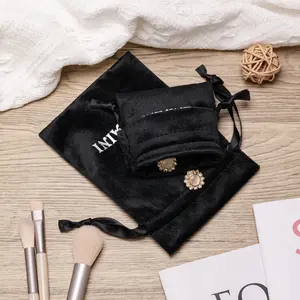 Chấp nhận đặt hàng tùy chỉnh có thể tái chế khuyến mãi thêu nhung Pouch, nhung Túi cho đồ trang sức, nhung đen Pouch Túi