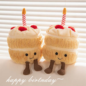 All'ingrosso buon compleanno peluche nuovo design kawaii smiley farcito torta di fragole bambola candela - Product Image 6