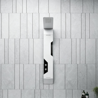 Panneau de douche mural de luxe en acier inoxydable poli avec jets de massage en cascade, pour appartement, hôtel, villa, style moderne et doux