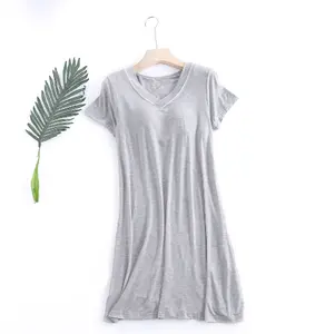 Women Slim Fit Loose Solid Colour Short Sleeve Sexy 100% Cotton Sleepwear Top