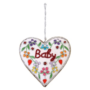 Adorno Colgante para Árbol de Navidad con Bordado a Mano en Forma de Corazón, Color Personalizado - Product Image 3