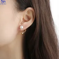 JXX coreano nuovo 925 argento Post vendita calda imitazione perla in acciaio inox ago orecchini per le donne placcato oro Ear Stud