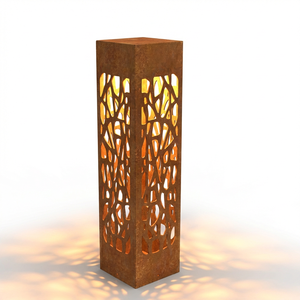 Садовый светильник из кортеновской стали: декоративный уличный металлический светильник с вырезами для ландшафтного дизайна - Product Image 4