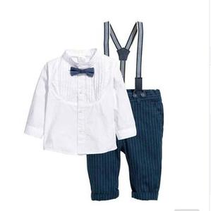 Plain White Cool Baby <b>Suspenders</b> Rompers Clothes for 0-24 Months Little Boys - Product Image 1