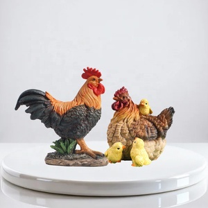 Figura de Gallo y Gallina de Estilo Rústico <span class=keywords><strong>Americano</strong></span>, Hecha a Mano y Pintada a Mano, Adorno de Resina para Jardín, Decoración del Hogar - Product Image 1
