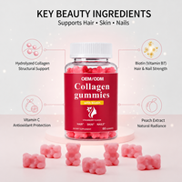 Gummies de collagène à marque privée OEM avec biotine et vitamine C, saveur fraise, 60 unités, pour la peau, les cheveux, les ongles et le soutien quotidien de la beauté