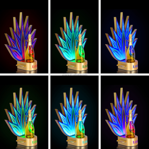 Présentoir à bouteilles de champagne LED en gros, doré, avec lumière multicolore pour service VIP en club et bar - Product Image 5