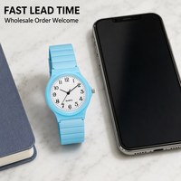 Montre à Quartz Unisexe Ronde Minimaliste en Gros, 5 Couleurs, Chiffres Arabes Simples, Montre-Bracelet Professionnelle, Cadeau, Montre à Quartz