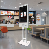 Support de sol pour terminal de point de vente 27 pouces, compatible SDK, Intel Core i5, 128 Go de stockage, écran LCD, paiement en libre-service pour restaurant