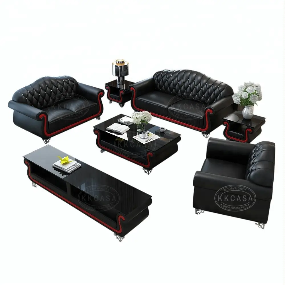 Диван Chesterfield для гостиной или гостиной, черно-красный кожаный комплект диванов chesterfield 123