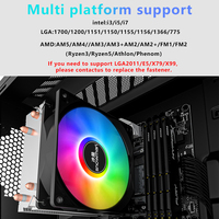 Refroidisseur CPU SNOWMAN à 2 Caloducs PWM 4 Broches, Radiateur PC RGB 90mm pour Intel LGA 1700 1200 115X AM4, Ventilateur de Refroidissement CPU Silencieux