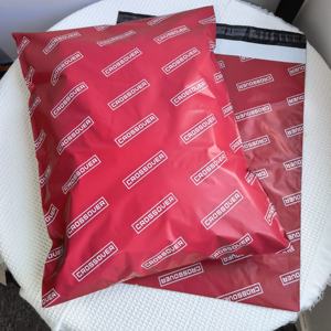 Компостируемые прочные красные курьерские сумки с логотипом на заказ, экспресс переработанная одежда, доставка, Полиэтиленовая почтовая сумка - Product Image 2