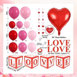 Guirlande d'<span class=keywords><strong>arche</strong></span> de ballons rouge rose <span class=keywords><strong>pour</strong></span> la Saint-Valentin avec des ballons en forme de cœur, 4 pièces, boîte LOVE, décoration de fête de mariage - Product Image 2