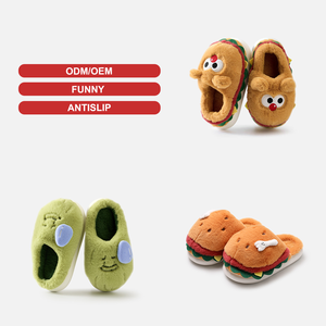 Pantuflas Divertidas y Lindas para Adultos, Tallas Estadounidenses 5-12, Pantuflas de Peluche con Forma de Comida, Pantuflas de Hamburguesa con Decoración de Hueso - Product Image 1