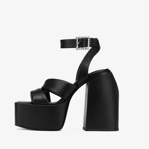 Nouvelles arrivées de sandales compensées à <span class=keywords><strong>talon</strong></span> haut et bout carré pour femme sandales sexy à <span class=keywords><strong>talon</strong></span> épais pour le souper - Product Image 5