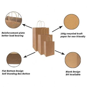 Sacs en papier kraft personnalisés de luxe avec logo imprimé, marron et blanc, pour les promotions en supermarché, utilisant des matériaux recyclés - Product Image 2