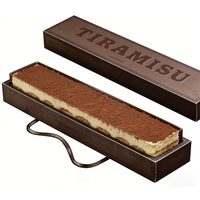 Boîte cadeau rigide de luxe en papier avec couvercle et base personnalisés, portable, avec poignée en ruban, pour l'emballage de gâteaux Tiramisu, vente en gros