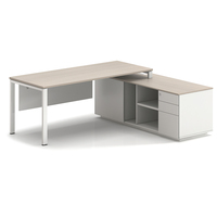 Bureau de direction moderne en forme de L avec tiroirs, assemblage facile, table en bois écologique pour PDG