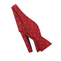 Nœud Papillon Rouge Doré à Nouer Soi-même, Vente en Gros, Réglable, Vintage, 100% Soie, Tissé Sur Mesure, Personnalisé pour Homme