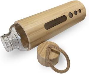 Bouteille d'eau en verre biodégradable transparente de 500 ml pour adultes, cadeau de randonnée, vente chaude 2026, avec couvercle et capuchon en bambou - Product Image 3