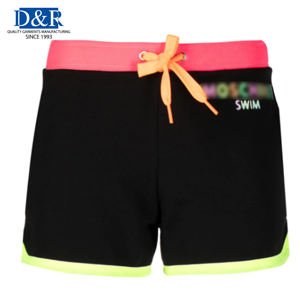 Short de bain pour femme à taille haute, coupe skinny, séchage rapide, tissu éponge, coton/fibre de bambou, lavage enzymatique, fermeture à cordon, motif tendance - Product Image 1