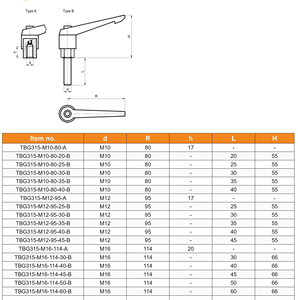 Palanca de sujeción de alta calidad con mango de aleación de Zinc, palanca de sujeción ajustable con perno - Product Image 4