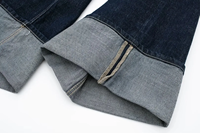 Fabrication de vêtements sur mesure Automne Printemps Ensemble denim à manches longues Simple boutonnage Taille haute Jeans à jambes larges Costume denim brut vintage