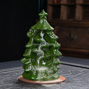 Bruciatore di Incenso a Riflusso Natalizio, Ornamenti per Albero di Natale in Ceramica, Bruciatore di Incenso Zen in Argilla Viola, Diffusore di Aromi - Product Image 1