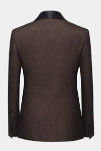 <span class=keywords><strong>Costume</strong></span> de bal sur mesure smoking classique de mariage pour hommes smoking 3 pièces <span class=keywords><strong>marron</strong></span> <span class=keywords><strong>foncé</strong></span> avec diamants pour hommes - Product Image 2